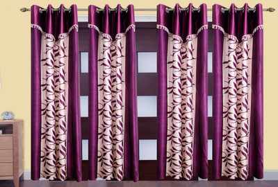 

Ville Style 214 cm (7 ft) Polyester Door Curtain (Pack Of 4)(Floral, Purple)