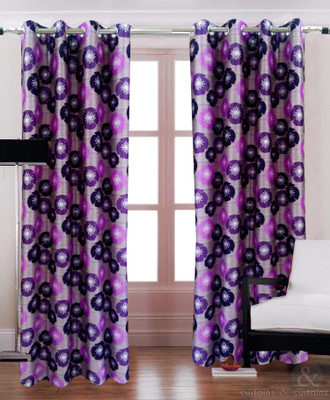 66% OFF on Homefab India 214 cm (7 ft) Polyester Door Curtain (Pack Of 2)(Floral, Purple)