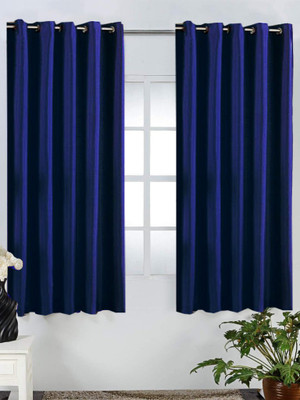 60% OFF on Homefab India 152.5 cm (5 ft) Polyester Window Curtain (Pack Of 2)(Solid, Dark Blue)