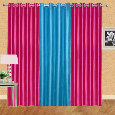 

Excel Bazaar 275 cm (9 ft) Polyester Long Door Curtain (Pack Of 3)(Solid, Dark Pink, Aqua)