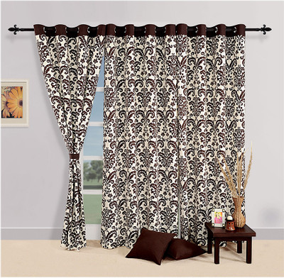 31% OFF on SWAYAM 228.6 cm (7 ft) Cotton Door Curtain Single Curtain(Floral, White, Brown, Yellow)