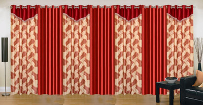 

Ville Style 275 cm (9 ft) Polyester Long Door Curtain (Pack Of 7)(Abstract, Red)