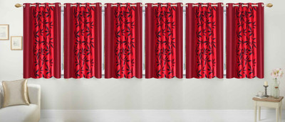 

Ville Style 153 cm (5 ft) Polyester Window Curtain (Pack Of 6)(Floral, Red)