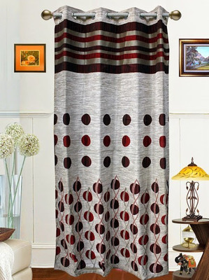 3% OFF on Dekor World 275 cm (9 ft) Polyester Long Door Curtain Single Curtain(Geometric, Maroon)
