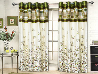 

STRINGS 152 cm (5 ft) Jacquard Window & Door Curtain (Pack Of 2)(Floral, Multicolor)