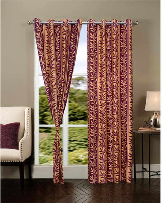 

JT International 213.36 cm (7 ft) Polyester Door Curtain (Pack Of 2)(Floral, Multicolor)