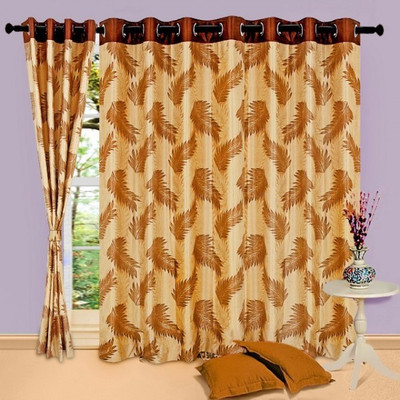 

Panipat Textile Hub 213 cm (7 ft) Polyester Door Curtain (Pack Of 2)(Floral, Brown)