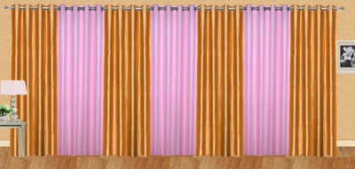 Ville Style 214 cm (7 ft) Polyester Door Curtain (Pack Of 7)(Solid, Gold, Pink)
