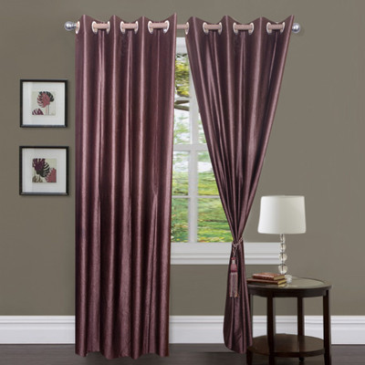 

Decor World 213 cm (7 ft) Polyester Door Curtain (Pack Of 2)(Plain, Brown)