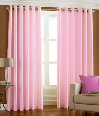 

Panipat Textile Hub 213 cm (7 ft) Polyester Door Curtain (Pack Of 2)(Plain, Baby Pink)