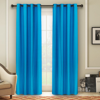 

Soumya Furnishings 274 cm (9 ft) Cotton Long Door Curtain Single Curtain(Solid, Blue)