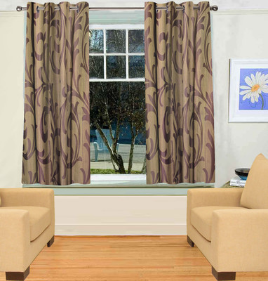 

Trendy Home 152.4 cm (5 ft) Polyester Window Curtain (Pack Of 2)(Printed, Brown)