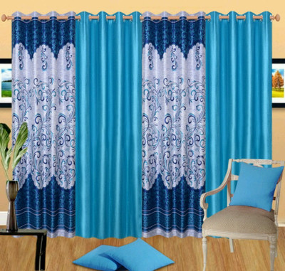 

Countingbeds 213 cm (7 ft) Polyester Door Curtain (Pack Of 4)(Printed, Blue)