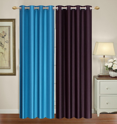 

Furnishing Zone 213 cm (7 ft) Polyester Door Curtain (Pack Of 2)(Plain, Pink, Brown), Brown;pink