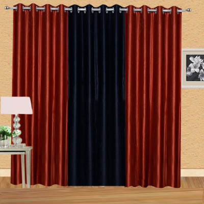 

Excel Bazaar 275 cm (9 ft) Polyester Long Door Curtain (Pack Of 3)(Solid, Rust, Black)