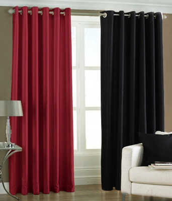 

PHome Decor 213 cm (7 ft) Polyester Door Curtain (Pack Of 2)(Plain, 1 Maroon 1 Black)