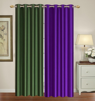 

Furnishing Zone 152 cm (5 ft) Polyester Window Curtain (Pack Of 2)(Plain, Green, Purple)