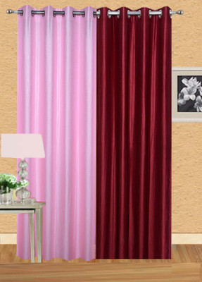 

Stella Creations 275 cm (9 ft) Polyester Long Door Curtain (Pack Of 2)(Solid, Pink, Maroon), Maroon;pink