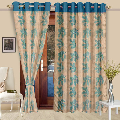 

Cortina 270 cm (9 ft) Polyester Long Door Curtain (Pack Of 2)(Floral, Blue)
