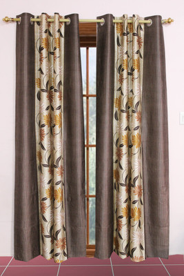 

Metro Living 154 cm (13 ft) Polyester Window Curtain (Pack Of 2)(Floral, Brown)