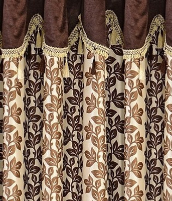 

Cortina 210 cm (7 ft) Polyester Door Curtain Single Curtain(Floral, Brown)