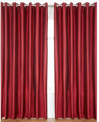 75% OFF on Decor Vatika 153 cm (5 ft) Polyester Window Curtain (Pack Of 2)(Floral, Red)