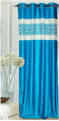 

Decor World 274 cm (9 ft) Polyester Long Door Curtain Single Curtain(Self Design, Light Blue)