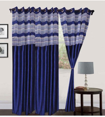 

deepanshi handloom 151 cm (5 ft) Polyester Window Curtain (Pack Of 2)(Plain, Blue)