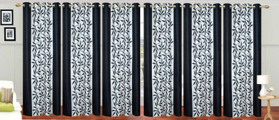 

Ville Style 214 cm (7 ft) Polyester Door Curtain (Pack Of 6)(Floral, Black)
