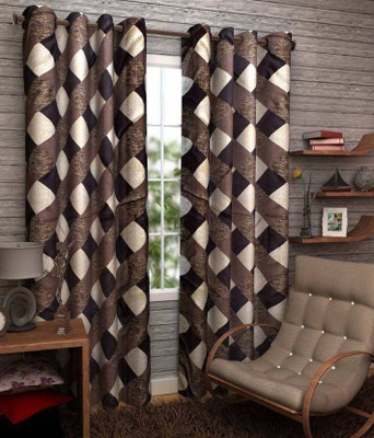 

Red N Hot 274 cm (9 ft) Polyester Long Door Curtain (Pack Of 2)(Geometric, Brown)