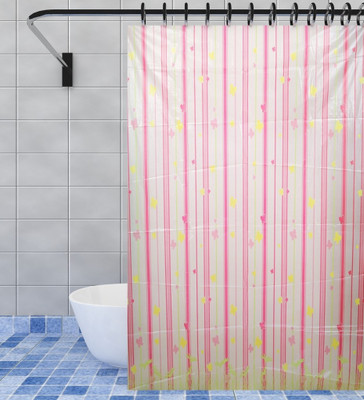 

Home Candy 180 cm (6 ft) PVC Shower Curtain Single Curtain(Striped, Multicolor)