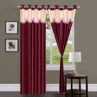 

Panipat Textile Hub 152.4 cm (5 ft) Polyester Window Curtain (Pack Of 4)(Floral, Red)