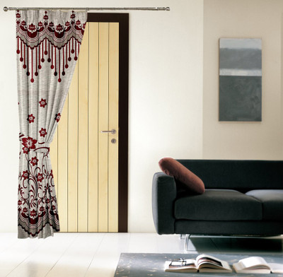 

Threadmix 212 cm (7 ft) Polyester Door Curtain Single Curtain(Abstract, Red)