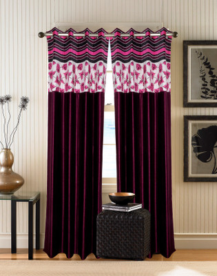 

Zesture 211 cm (7 ft) Polyester Door Curtain (Pack Of 2)(Floral, Pink)