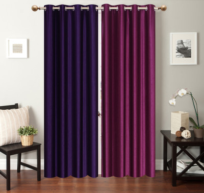

Furnishing Zone 152 cm (5 ft) Polyester Window Curtain (Pack Of 2)(Plain, Blue, Purple)