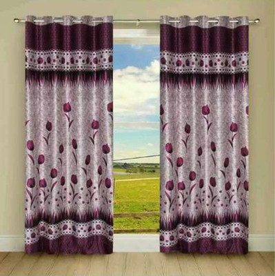 

Italian Fab 213 cm (7 ft) Polyester Door Curtain (Pack Of 2)(Floral, Purple)