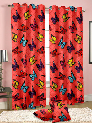 

Cortina 270 cm (9 ft) Polyester Long Door Curtain Single Curtain(Self Design, Red)