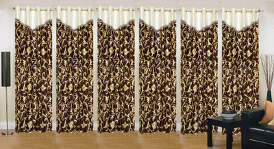 

Ville Style 214 cm (7 ft) Polyester Door Curtain (Pack Of 6)(Floral, Brown)