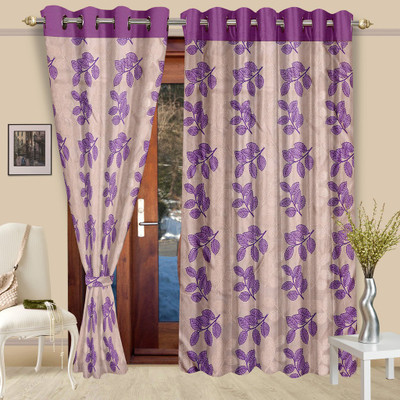 

Cortina 270 cm (9 ft) Polyester Long Door Curtain (Pack Of 2)(Floral, Purple)