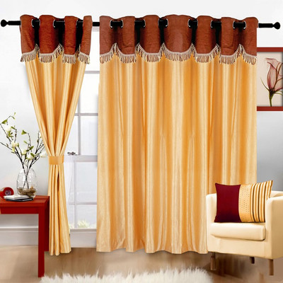 Zesture 211 cm (7 ft) Polyester Door Curtain (Pack Of 2)(Solid, Beige)