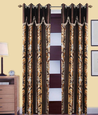 

Jojo Designs 274 cm (9 ft) Polyester Long Door Curtain (Pack Of 2)(Floral, Brown)