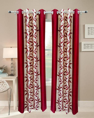 

Panipat Textile Hub 213 cm (7 ft) Polyester Door Curtain (Pack Of 2)(Floral, Maroon)