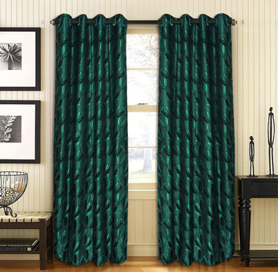 

Home Candy 212 cm (7 ft) Jacquard Door Curtain (Pack Of 2)(Floral, Green)