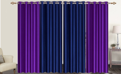 

Furnishing Zone 274 cm (9 ft) Polyester Long Door Curtain (Pack Of 4)(Plain, Purple, Blue), Blue;purple