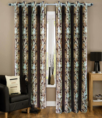 

Urban Arts 274.32 cm (9 ft) Polyester Long Door Curtain Single Curtain(Floral, Brown)