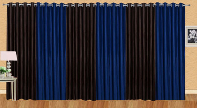 

Stella Creations 275 cm (9 ft) Polyester Long Door Curtain (Pack Of 6)(Solid, Brown, Blue), Blue;brown