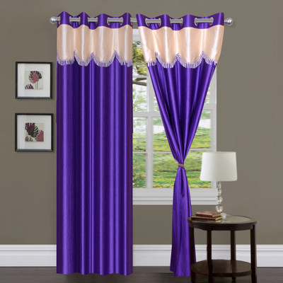 

Panipat Textile Hub 152.4 cm (5 ft) Polyester Window Curtain (Pack Of 4)(Floral, Purple)