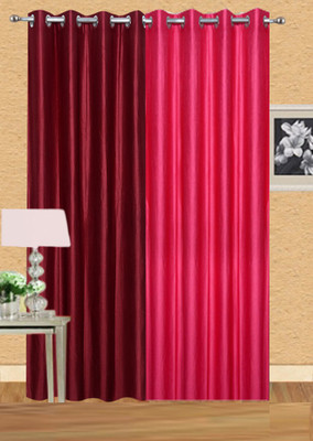 

Ville Style 275 cm (9 ft) Polyester Long Door Curtain (Pack Of 2)(Solid, Pink, Maroon), Maroon;pink