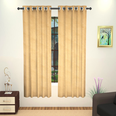 

Lushomes 152 cm (5 ft) Polyester Window Curtain Single Curtain(Self Design, Beige)