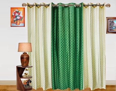 8% OFF on Dekor World 215 cm (7 ft) Polyester Door Curtain (Pack Of 3)(Self Design, Green, White)